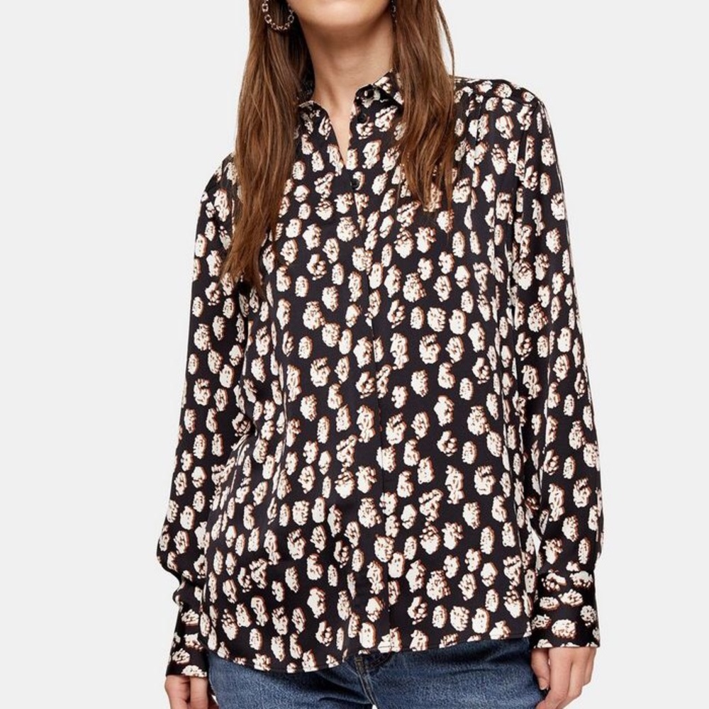 Topshop Satin Button Down Blouse 6